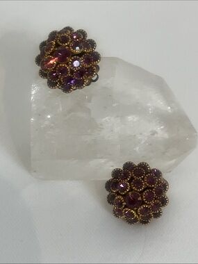 Vintage Purple Clip On Earrings